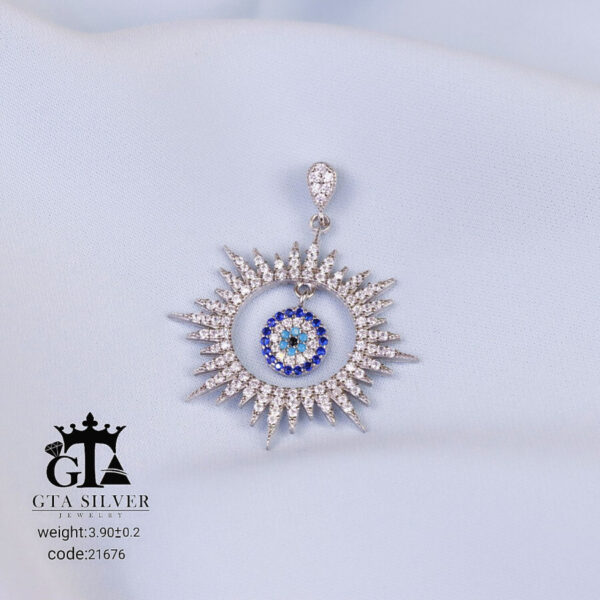 مدال نقره میکرو چشم نظر کد 21676 - Image 3