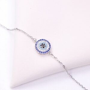 دستبند نقره میکرو چشم نظر کد 22045