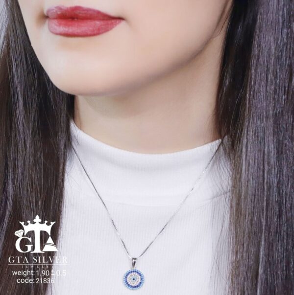 مدال نقره میکرو چشم نظر کد 21836 - Image 2