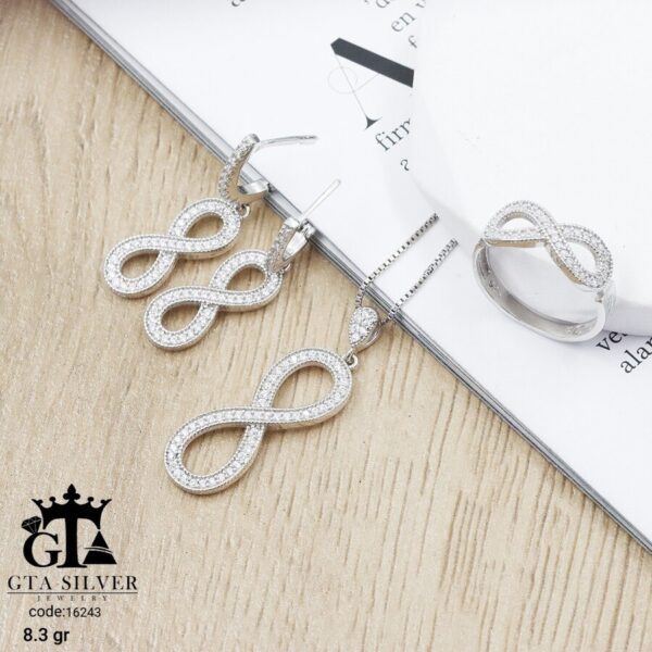 نیم ست نقره میکرو طرح بی‌نهایت کد 16243 - تصویر 3