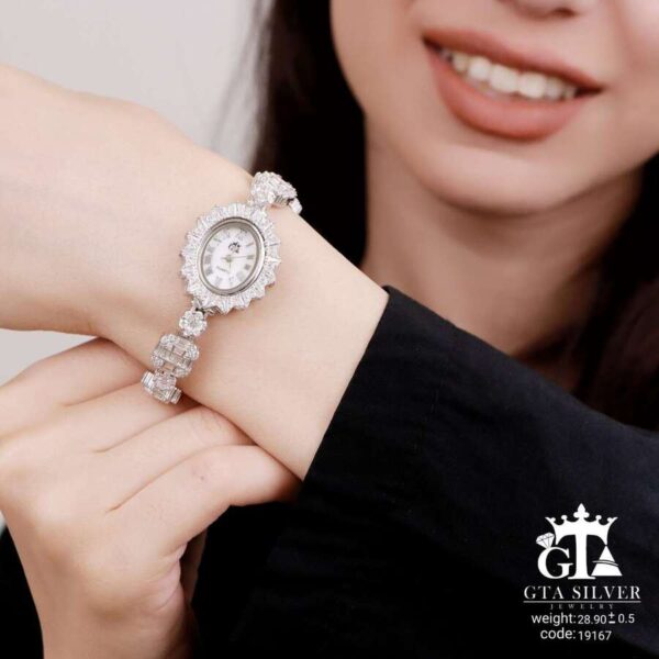 ساعت نقره GTA طرح امرالدکات و فلاور کد 19167 - Image 2