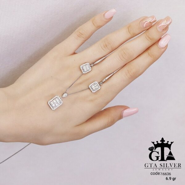 نیم ست نقره میکرو طرح امرالدکات کد 16636 - تصویر 4