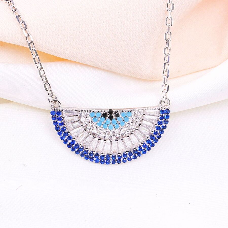 265978c4-8db1-4f17-8789-2e9faccd655d.jpg مدال نقره میکرو رنگی چشم نظر کد 21666 - Image 1