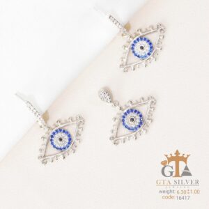 نیم ست نقره میکرو طرح چشم نظر کد 16417