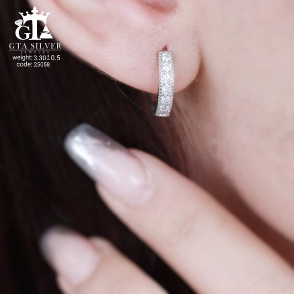 گوشواره نقره میخی میکرو کد 25058 - تصویر 2