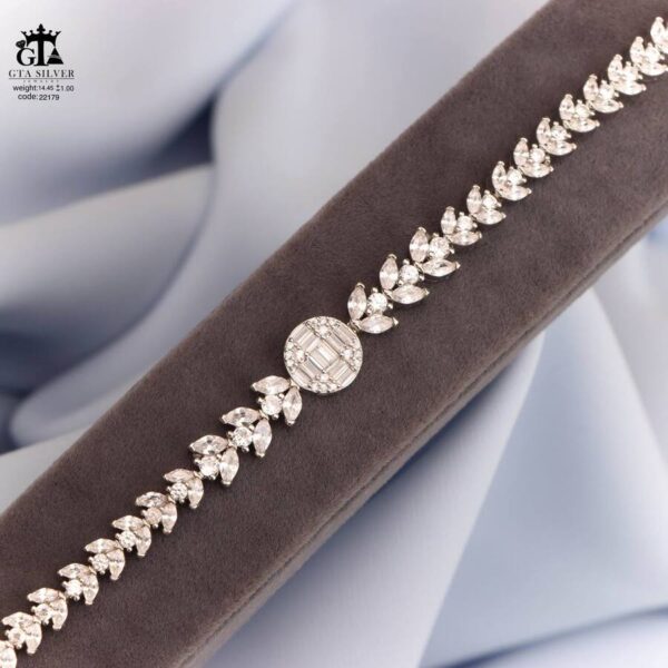 دستبند نقره زنانه نگین دار امرالدکات کد 22179 - Image 3