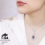 مدال نقره زنانه جواهری نگین دار میکرو کد 21882 - Image 2