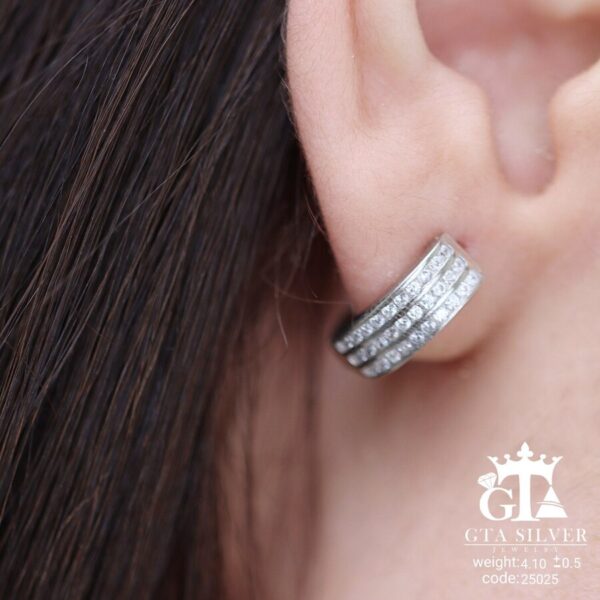 گوشواره نقره میخی میکرو کد 25025 - تصویر 2