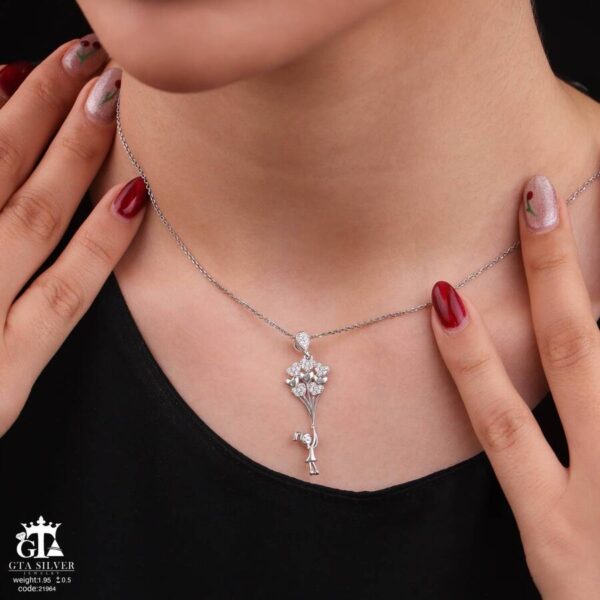 مدال نقره زنانه دختر بادکنکی میکرو کد 21964 - Image 2