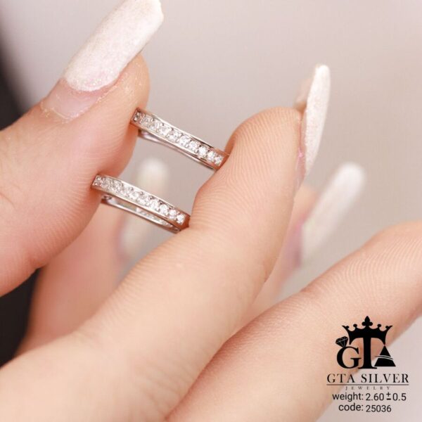 گوشواره نقره میخی میکرو کد 25036 - تصویر 3