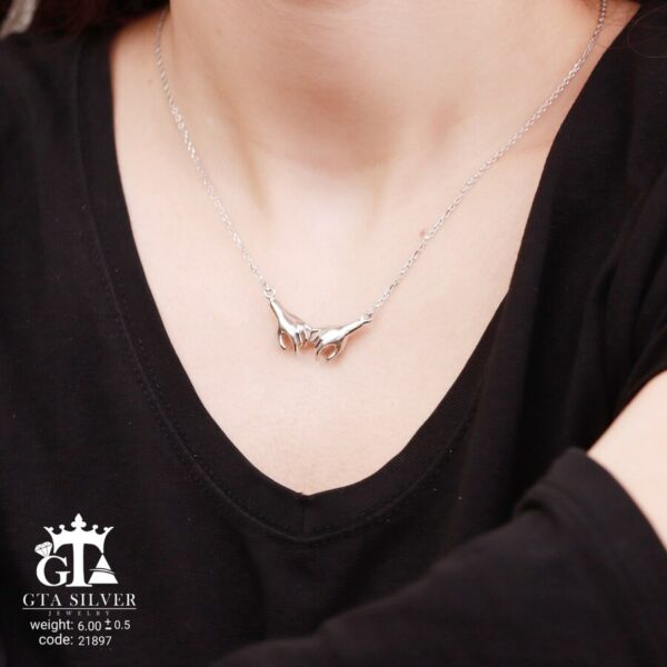 گردنبند نقره زنانه آینه‌ای طرح قو کد 21897 - Image 2