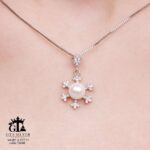 نیم ست نقره میکرو طرح دونه برف مروارید دار کد 16648 - تصویر 3