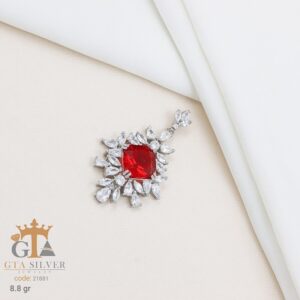 مدال نقره زنانه جواهری نگین دار میکرو کد 21881