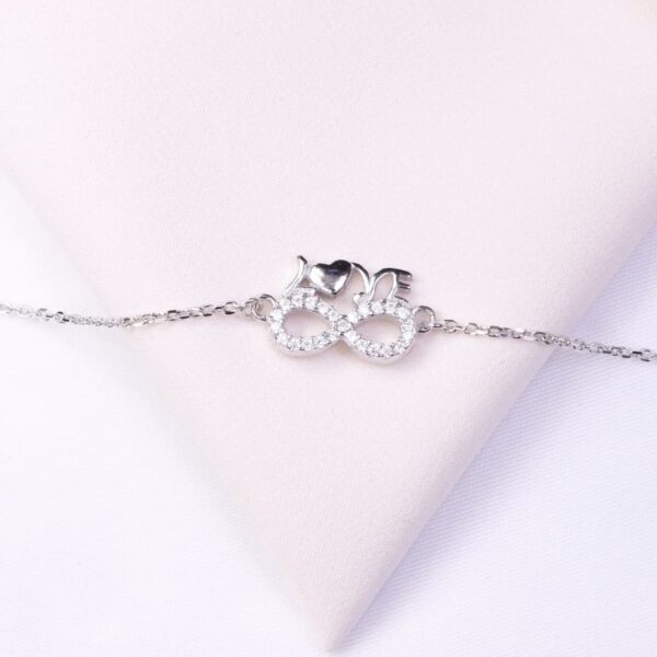 دستبند نقره میکرو بی‌نهایت کد 22026 - تصویر 2