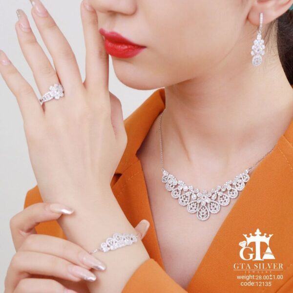 سرویس نقره طرح فلاور میکرو زنجیری کد 12135 - Image 2