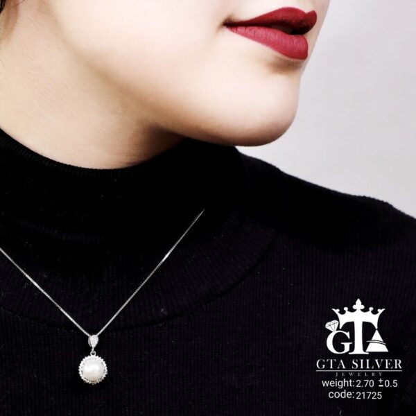 مدال نقره میکرو مرواریدی کد 21725 - Image 2