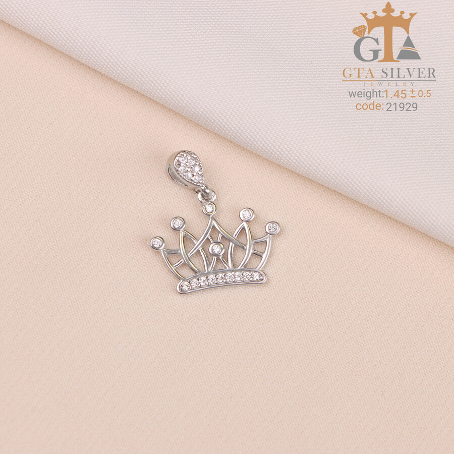 2d40c741-9197-4f2a-b57d-d199f7c7a900.jpg مدال نقره زنانه تاج میکرو کد 21929 - Image 1