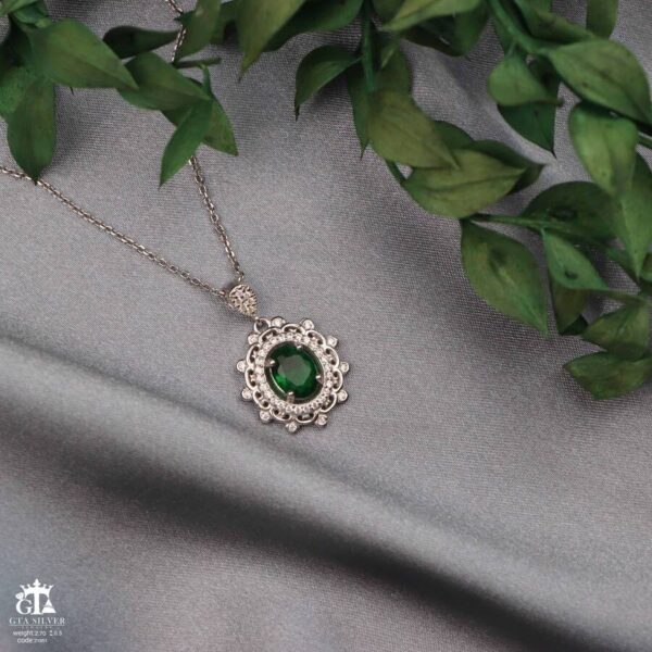 مدال نقره زنانه تک نگین میکرو کد 21951 - تصویر 3