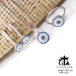 نیم ست نقره میکرو طرح چشم نظر کد 16451 - تصویر 4