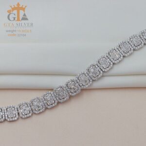 دستبند نقره میکرو طرح امرالدکات کد 22104