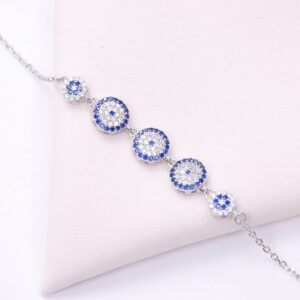 دستبند نقره میکرو چشم نظر کد 22044