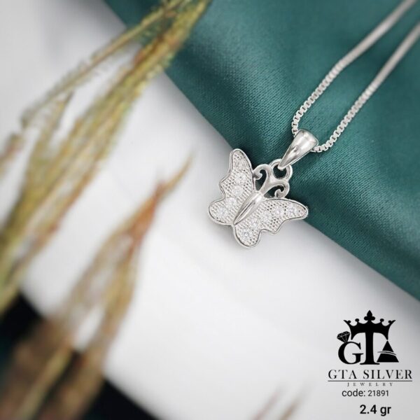 مدال نقره میکرو پروانه کد 21891 - Image 3