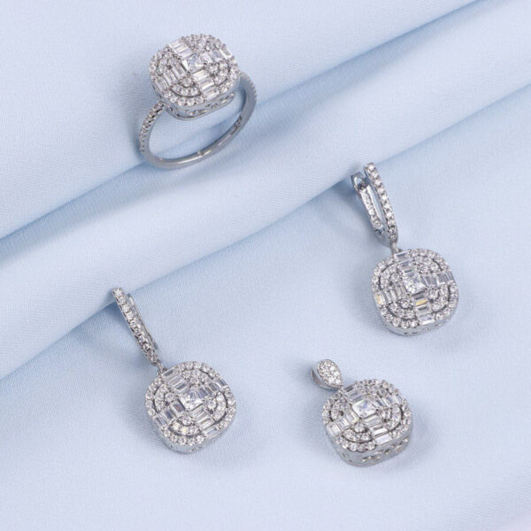 نیم ست نقره میکرو طرح امرالدکات کد 16197 - Image 2