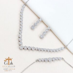 سرویس نقره میکرو زنجیری طرح فلاور کد 12013