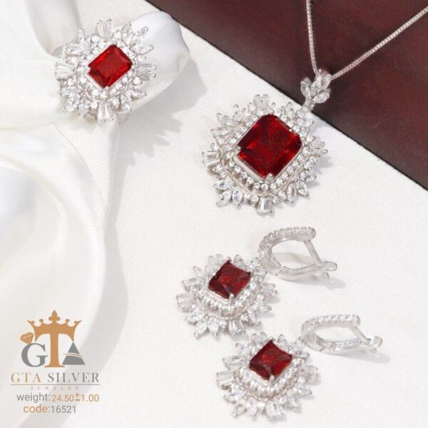 نیم ست نقره میکرو طرح سلطنتی کد 16521 - Image 4