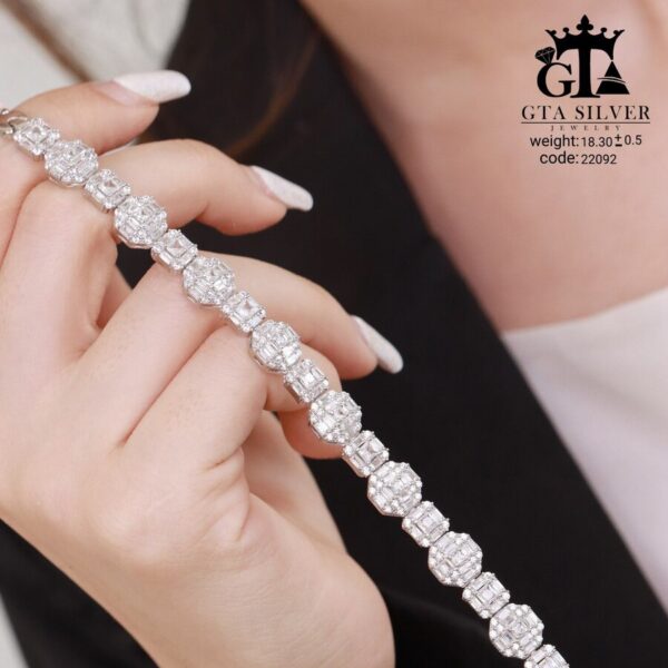 دستبند نقره زنانه میکرو طرح امرالدکات کد 22092 - Image 3