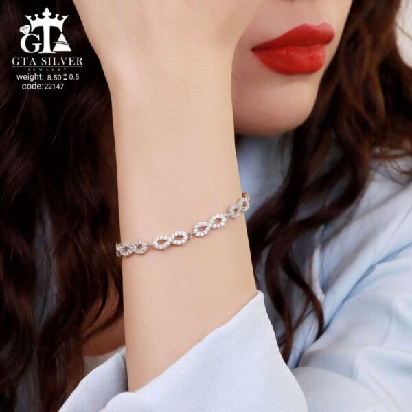 دستبند نقره زنانه میکرو طرح بی‌نهایت کد 22147 - تصویر 2