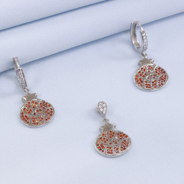 نیم ست نقره میکرو طرح انار کد 16377 - تصویر 2