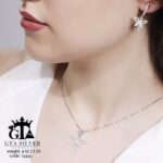 نیم ست نقره میکرو طرح سنجاقک کد 16426 - تصویر 2