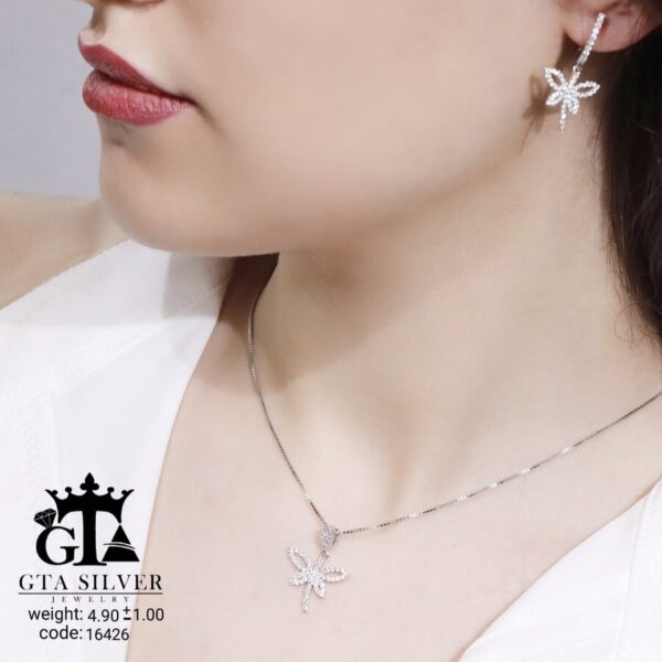 نیم ست نقره میکرو طرح سنجاقک کد 16426 - تصویر 2