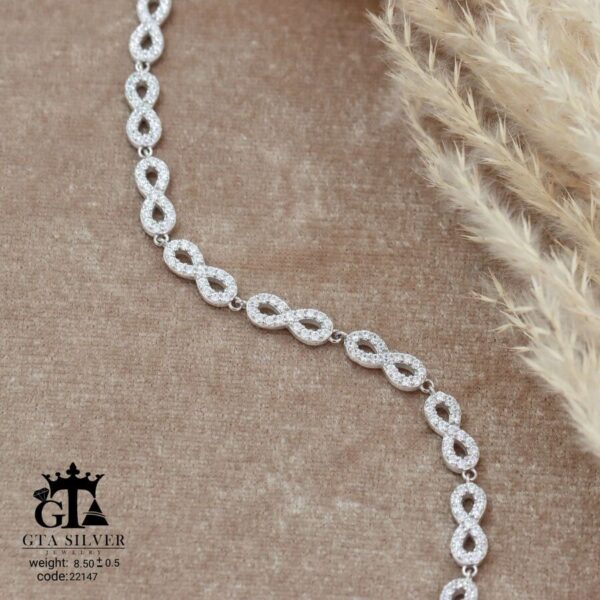 دستبند نقره زنانه میکرو طرح بی‌نهایت کد 22147 - تصویر 3