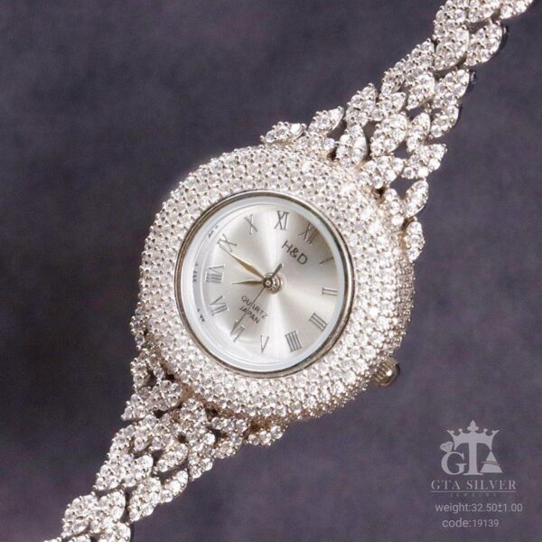 ساعت نقره جواهری روکش رادیوم کد 19139 - Image 3