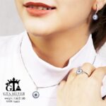 نیم ست نقره میکرو طرح چشم نظر کد 16451 - تصویر 2