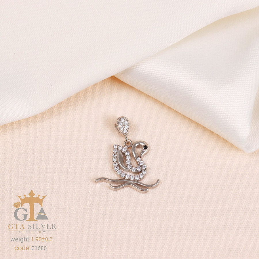 3b2959be-2e31-4561-b360-0a1e5447edb6.jpg مدال نقره میکرو طرح قو کد 21680 - Image 1