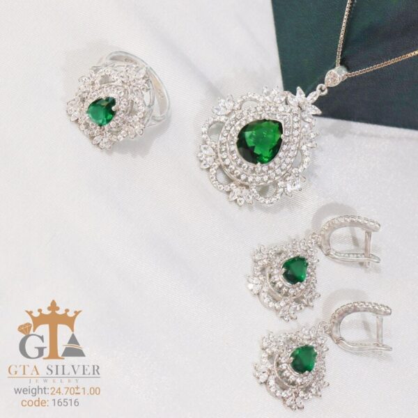 نیم ست نقره میکرو طرح سلطنتی کد 16516 - Image 3