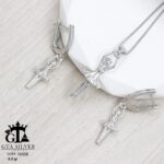 نیم ست نقره میکرو طرح رقص باله کد 16358 - Image 4