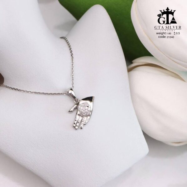 مدال نقره زنانه قلب میکرو کد 21940 - تصویر 3