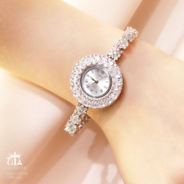 ساعت نقره جواهری روکش رادیوم کد 19141 - Image 2