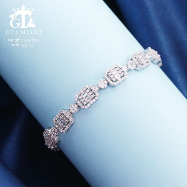 دستبند نقره میکرو طرح امرالدکات کد 22115 - Image 3