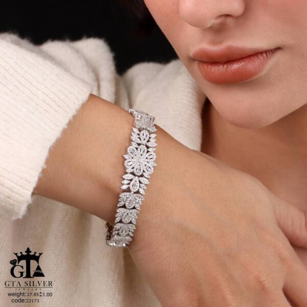 دستبند نقره زنانه نگین دار جواهری کد 22173 - تصویر 2