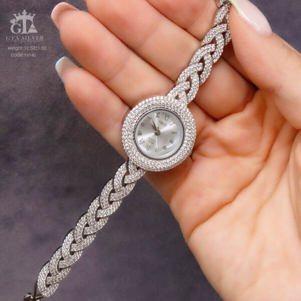 ساعت نقره جواهری روکش رادیوم کد 19140 - Image 2