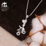 مدال نقره زنانه دوچرخه نگین دار میکرو کد 21917 - Image 3