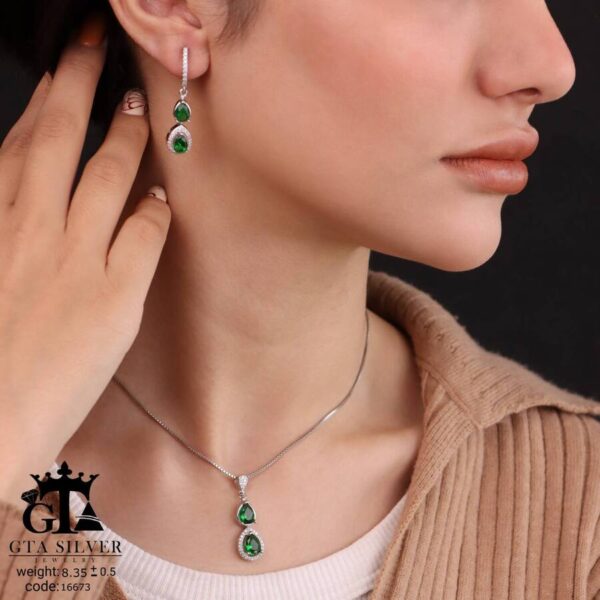 نیم ست نقره کد 16673 - Image 2