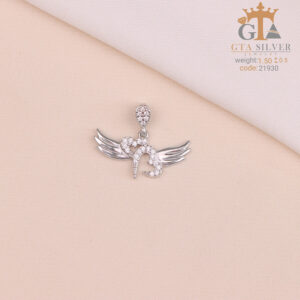 مدال نقره زنانه قلب بالدار میکرو کد 21930