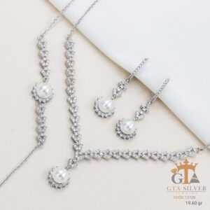 سرویس نقره میکرو زنجیری مرواریدی کد 12120