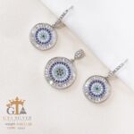 نیم ست نقره میکرو طرح چشم نظر کد 16545